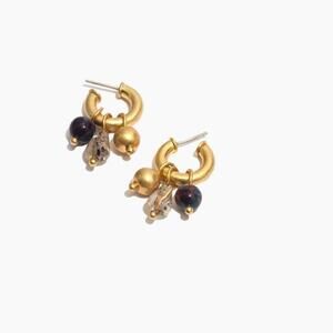 Madewell Beaded Charms Chunky Mini Hoop Earrings